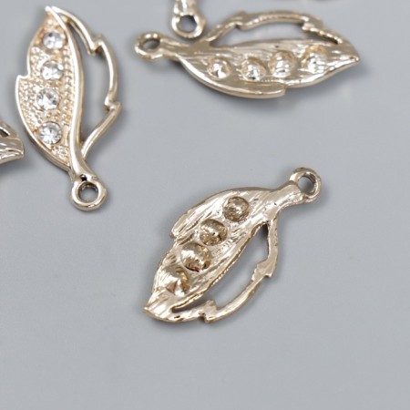 Decor for creativity Metal "Golden Leaf" rhinestones 2.5x1.2 cm-1