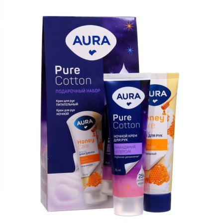 Aura Gift set "with honey extract": hand cream, 75ml+night handle, 75 ml