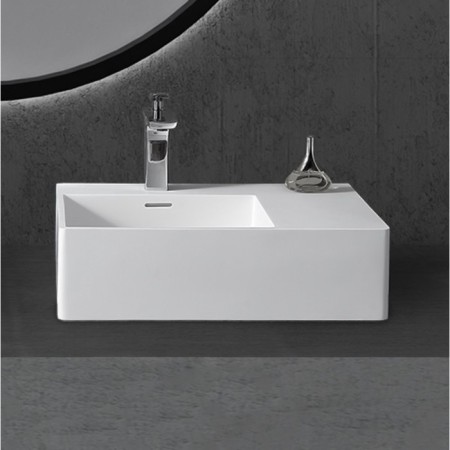 ABBER STEIN AS2644 L sink, suspended, 560x385x160 mm, left, artificial stone