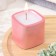Candle "Square. Marble" in a candlestick of gypsum is small, 5x4.5 cm, pink