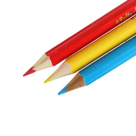 Pencils 6 colors "mini" in a cardboard box, triangular, wooden body-5