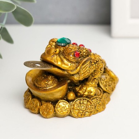 NECKE Bronze "Toad on coins with a bowl" 7 x 6 x 5 cm