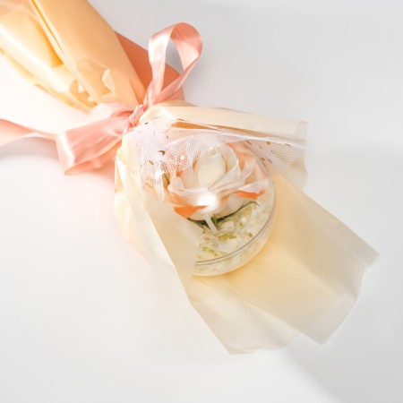 A bouquet of soap petals "Rose in a ball" beige 8.5x8.5x36 cm-2