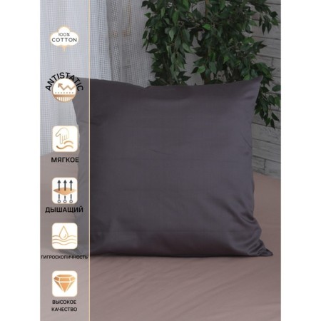 Pillowcase Mona Liza, size 70x70 cm, coal color