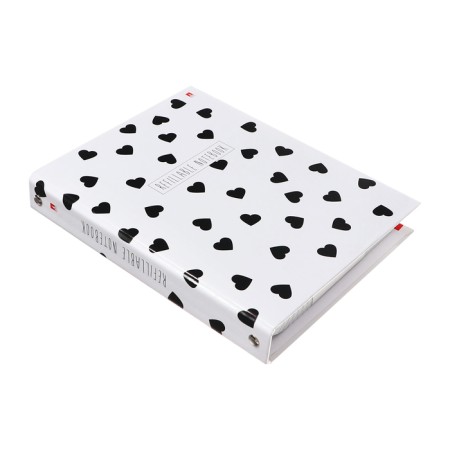 Notebook on rings of 80 sheets in the Black & White cage, with a shift block, a solid cover, glossy lamination, block 60 g/m2-1