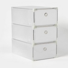Shoe storage box Large Size sharing 21 × 33.5 × 12 cm, 3 pcs, white color
