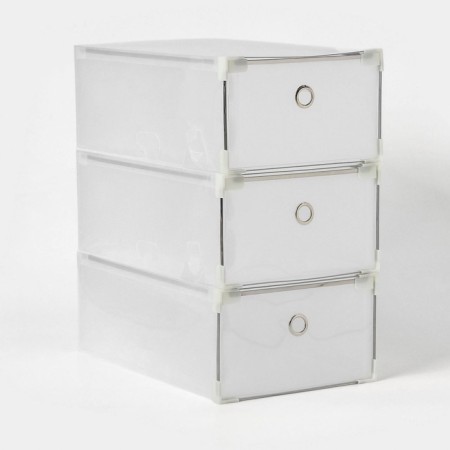 Shoe storage box Large Size sharing 21 × 33.5 × 12 cm, 3 pcs, white color