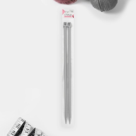 Knitting needles, straight, with Teflon coating, D = 8 mm, 35 cm, 2 pcs-2