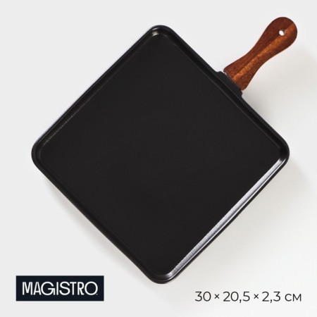 Porcelain dish for serving with a bamboo handle Magistro "Galaxy", 30 × 20.5 × 2.3 cm, black color is black