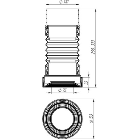 Aquant toilet corrugation, with release, d = 110 mm, l = 290-330 mm-2