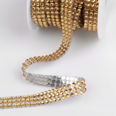 Thermoclay rhinestones, d = 4 mm, width - 10 mm, 4.5 ± 0.5 m, gold color-1