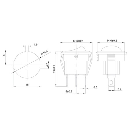 Round key 2 250V 3A (3C) On-off green with Micro backlight (RWB-106, SC-214) Rexan-1