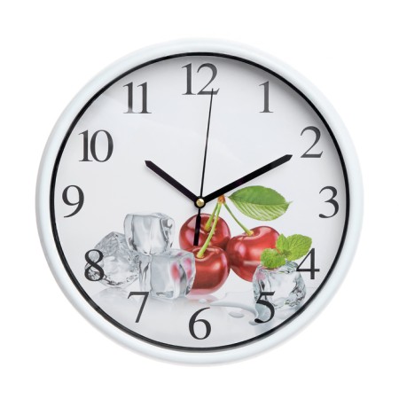 Wall clock, series: kitchen, "cherry", discrete move, d-24.5 cm-1