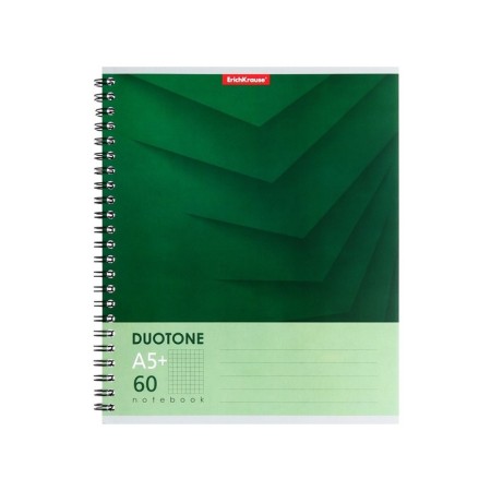 A notebook of 60 sheets in a cage on a spiral Erichkrause Duotone Next, cover coated cardboard, hard substrate, offset unit, white 100%, mix-4