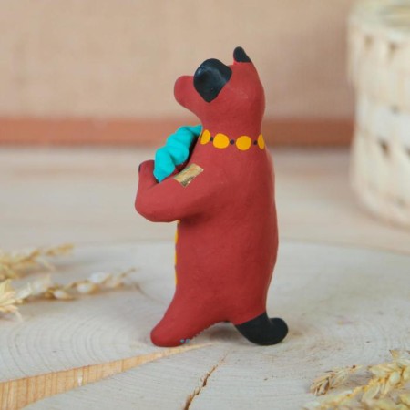 Dymkovo toy "Bear with a flower, with a rooster, with harmony", 11 cm, mix-4