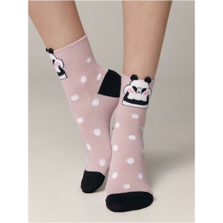 Women's socks with Pikot Conte Elegant Panda, size 23, color pink color