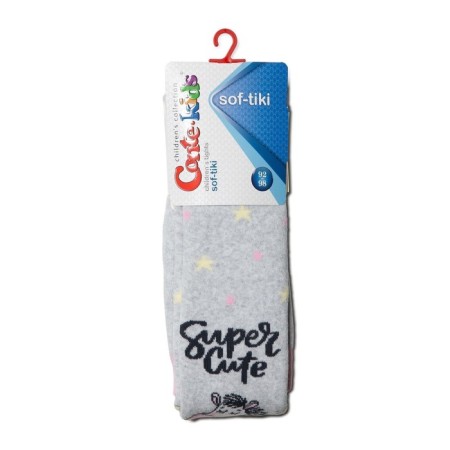 Children's tights with drawings CONTE KIDS Sof-Tiki, height 104-110 cm, color light gray-1