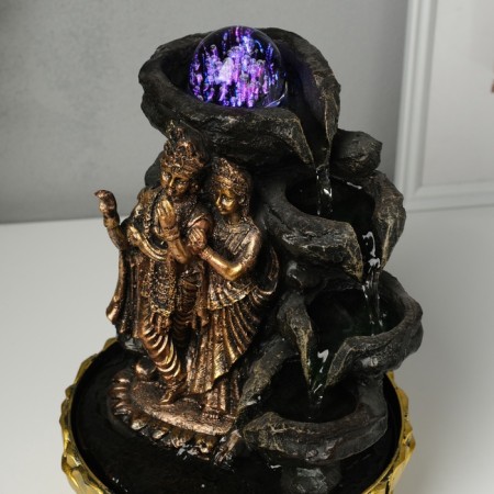 The desktop fountain from the network, the backlight "Radha and Krishna at the waterfall" bronze 20.5x20.5x28 cm-5