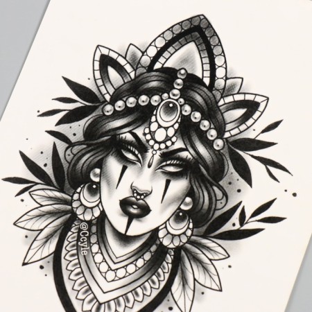 Tattoo on the body color "Emptiness inside" 26.1x14.6 cm-3
