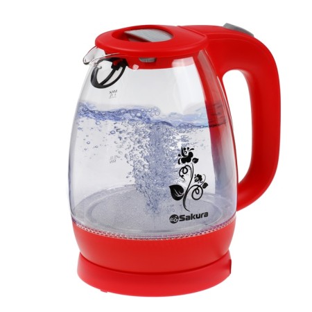 Electric kettle Sakura SA-2715R, glass, 1.7 l, 2200 watts, red
