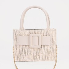 Bag Women's Tout with zipper, long chain, white color