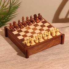 Board game 3V1 (chess + domino + cubes), board 20x20 cm, tree shisham