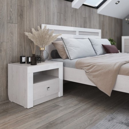 Bedside table "Amelie No. 2", 470 × 432 × 584 mm, color ash anchor light / white gloss-2