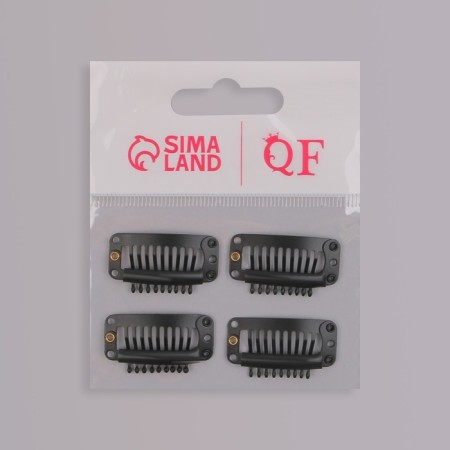 Clamping for hair extension, set - 4 pcs, 3.2 cm, black color-4