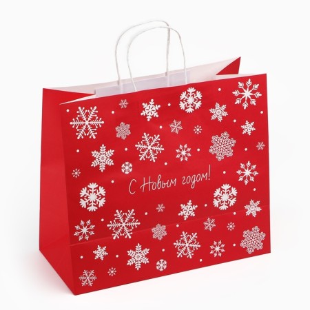 Gift package "Snowflakes", white craft, 32 x 28 x 15 cm, New Year-4