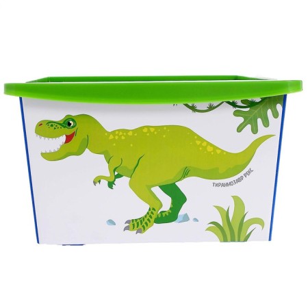 A box for toys, with a lid, “Dino. Tirex ", volume 30 l, blue color-1