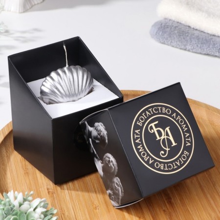 Figure candle varnished in a gift box "shell", 3.2x4.5 cm, silver-1