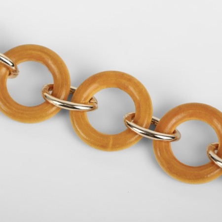 A chain for a bag, with carbines, wooden, d = 2.5/3 cm, 60 cm, brown/gold color-1