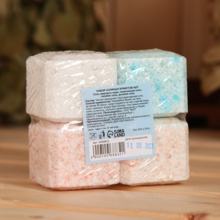 Salt bricket set 4 pcs "Salt of the Dead Sea, Himalayan salt, blue salt, pink salt"-3