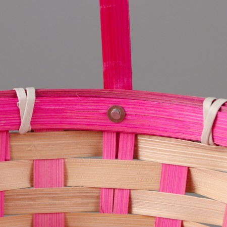 Wicker basket, 21 x 21 x 10/24 cm, bamboo, pink-2