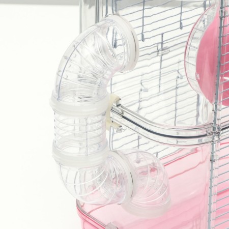A cage for rodents with a tunnel and filling, 32 x 21 x 55, cm, pink-8