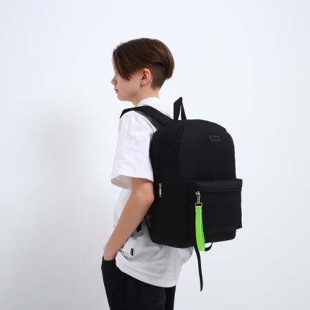 School textile backpack with a lobe of a sling, 38x29x11 cm, black-10