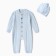 Killer's jumpsuit with a knitted hat minku, height 74-80, blue color