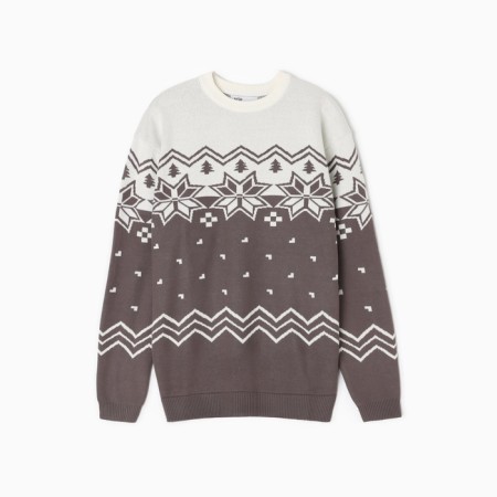 New Year. Knitted children's kaptan scandinavia size 34 (122-128 cm), gray