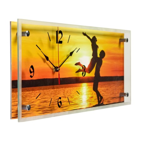 Carting clock, interior "lovers at sunset", silent, 20 x 50 cm-1
