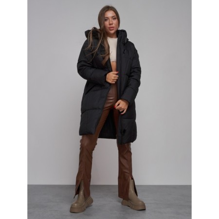 Coat insulated winter female, size 50, black color-15