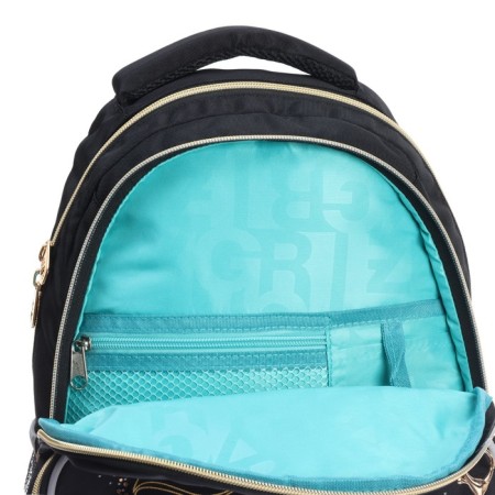 School backpack, 40 x 27 x 20 cm, Grizzly, ergonomic back, laptop department, black-12