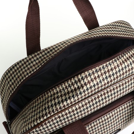 Board Road on a zipper, with an increase, an external pocket, a suitcase holder, a long belt, a beige/brown color-3