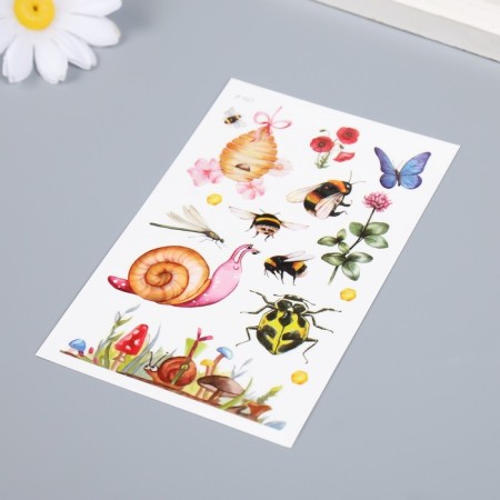 Tattoo on the body color "Snail in the forest" 12x7.5 cm-1