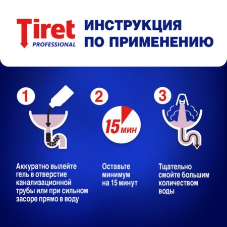 Gel for removing blockages in the sewer pipes Tiret Professional, 1 liter-1
