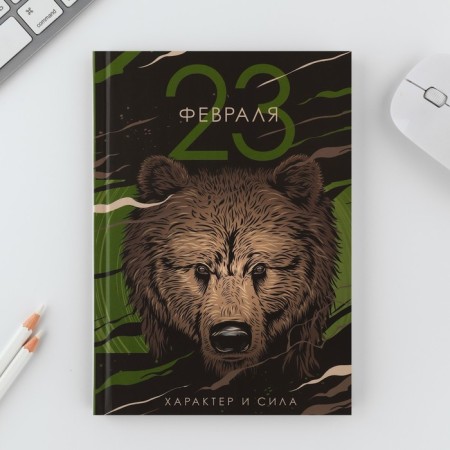 Gift set "February 23 Bear": Diary 80 sheets and pen-2