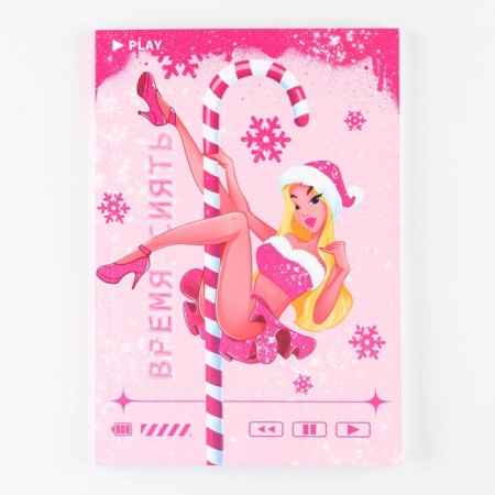 Gift New Year's set "Time to shine": Diary in a thin cover, A5, 80 sheets and pen, plastic-1