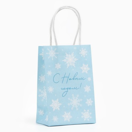 Gift package "Happy New Year", snowflakes, white craft, 15 x 10 x 6 cm, new year-1