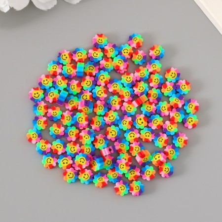 Rubber figured beads "Sunflower with emoticons" mix. 500 pcs.
