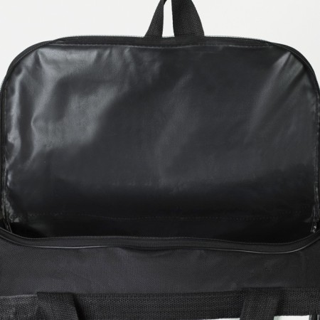Road bag, 3 parts on zippers, external pocket, long belt, black color-3