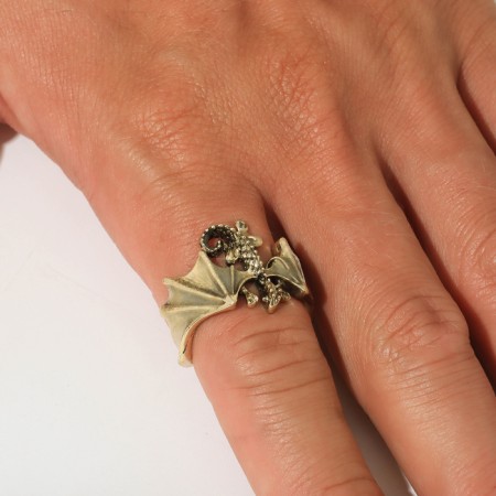 Ring "Japan" luminous, dragon, blue in black gold, dimensionless-2